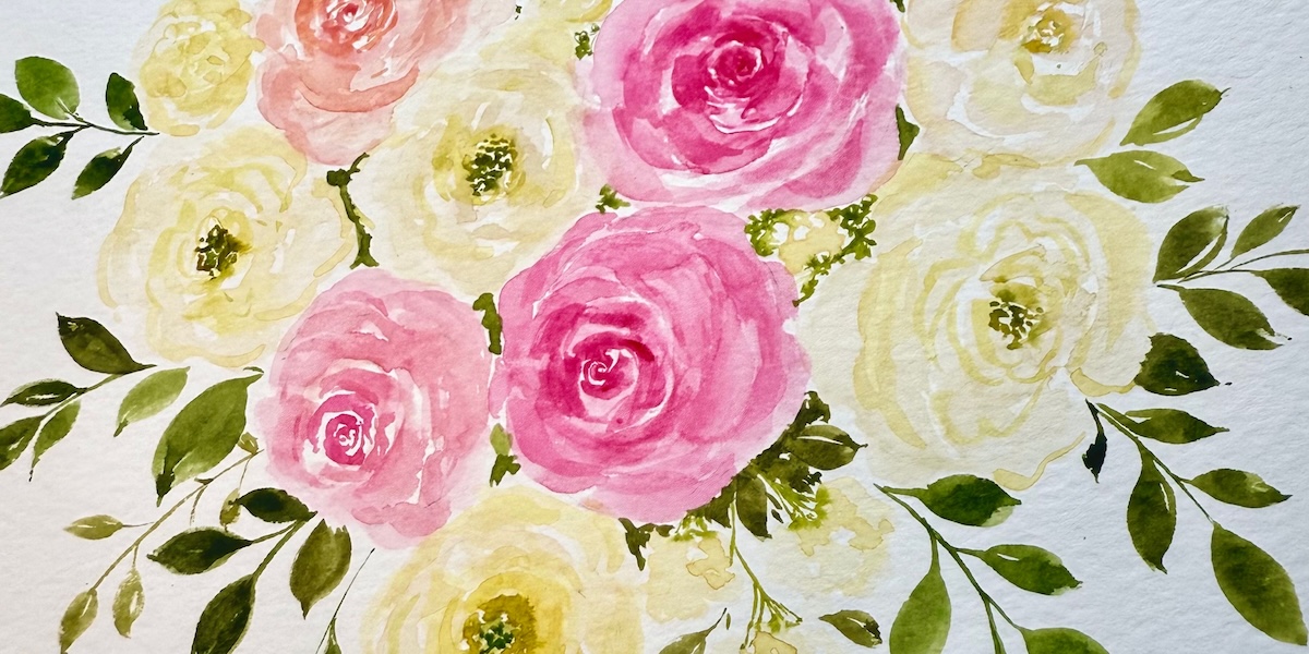 Hand painted watercolor wedding Bouquet