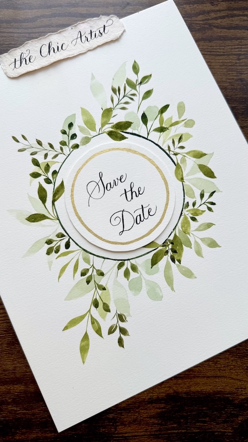 Hand painted watercolor Save the Date