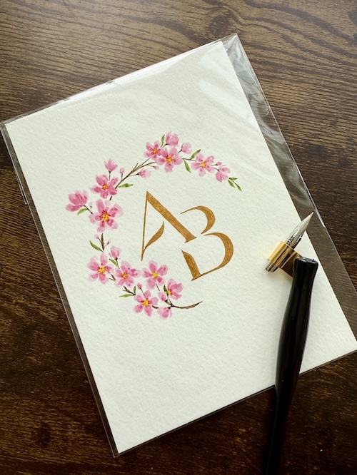 Hand painted watercolor monogram